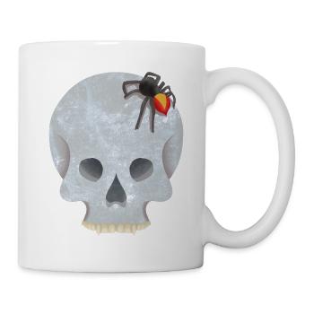 Schädel mit Spinne - Tasse - Weiß - Rechts