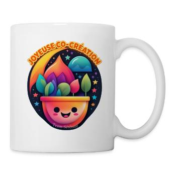 Lächelnder kreativer Topf und Co-Kreation - Tasse - Weiß - Rechts