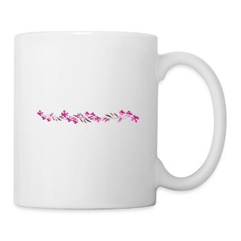 fleurs roses fleurs ligne de trait brillante - Mug blanc - blanc - Droite