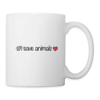 rette Tiere Tier Elefant Herz Tierschutz - Tasse - Weiß - Rechts