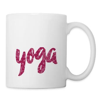 Yoga lettering with Mehndi ornaments - Mug - white - Right