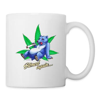 Saufen Kiffen Design stoned Bear - Tasse - Weiß - Rechts