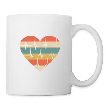 coeur, coloré, couleurs, pouls, battements de cœur, amour - Mug blanc - blanc - Droite