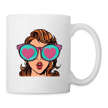 Lunettes de soleil, amour, femme // été, j'aime, mer - Mug blanc - blanc - Droite