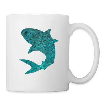 Shark // scales, fish, shark, ocean, sea, gills - Mug - white - Right
