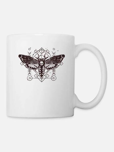 Papillon B de tatouage d'insecte Schaedel Skull Skull - Mug blanc - blanc