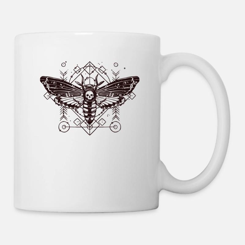 Papillon B de tatouage d'insecte Schaedel Skull Skull - Mug blanc - blanc