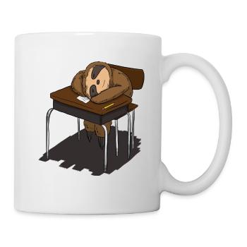Schlafen Schule Uni Faultier - Tasse - Weiß - Rechts
