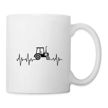 Traktor EKG Bauer Landwirt Herzschlag Trecker - Tasse - Weiß - Rechts