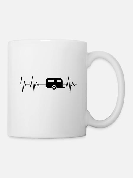 Caravan Camper Camping camper heartbeat - Mug - white