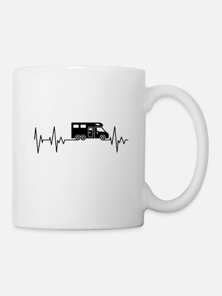 Caravan Herzschlag Camper Camping Reisen Ausflug - Tasse - Weiß