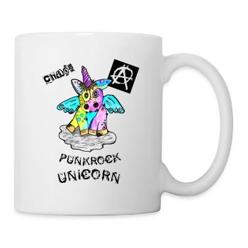 Einhorn Punk Rock Konzert Festival Shirt - Tasse - Weiß - Rechts