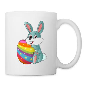 Cute sweet Easter bunny with a colorful Easter egg - Mug - white - Right