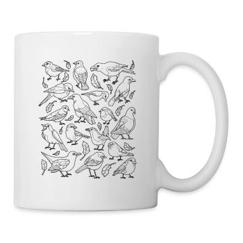 Oiseaux, différents types d'oiseaux, oiseaux de jardin - Mug blanc - blanc - Droite