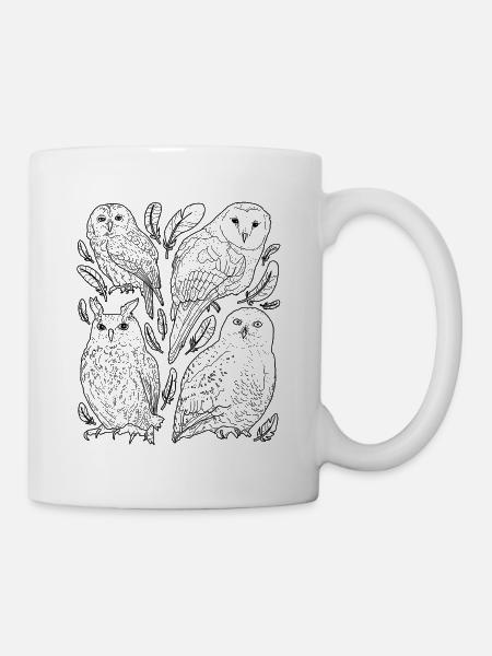 Hiboux - Mug blanc - blanc