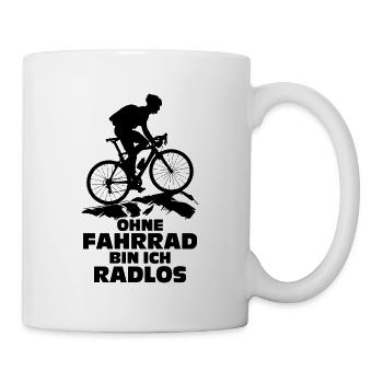 Ohne Fahrrad bin ich Ratlos Rad Fahrer MTB Biker G - Tasse - Weiß - Rechts