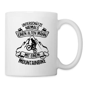 Alter Mann mit Mountainbike MTB Rad Mountain Biker - Tasse - Weiß - Rechts