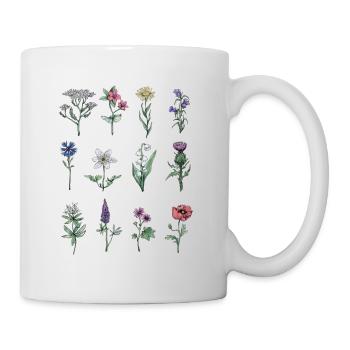 Verschiedene Wildblumen - Tasse - Weiß - Rechts