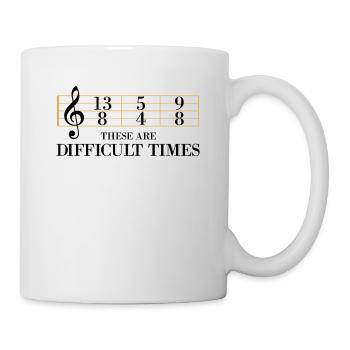 These are difficult times. Yellow text Musikliebh - Mug - white - Right