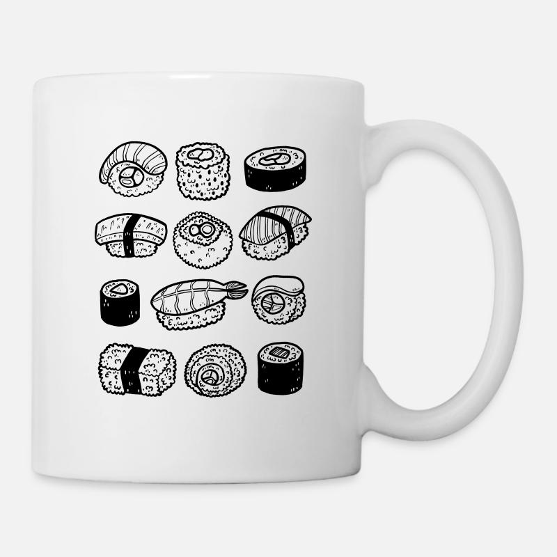 Sushi Line Art - Tasse - Weiß