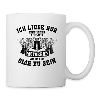 Motorrad Oma Motorradfahrerin Biker Großmutter - Tasse - Weiß - Rechts
