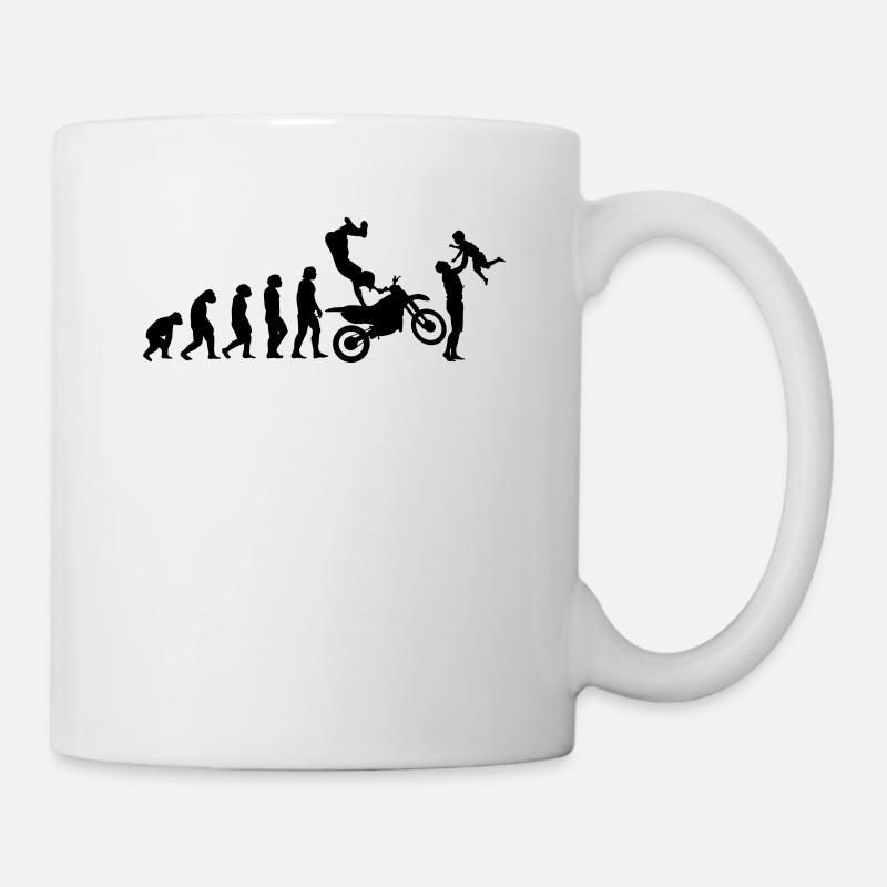 Biker Evolution Papa Motocycliste Moto Cross - Mug blanc - blanc