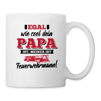 Papa ist Feuerwehrmann Feuerwehrauto Feuerwehr - Tasse - Weiß - Rechts