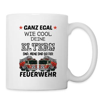 Coole Eltern Feuerwehr Feuerwehrmann Feuerwehrauto - Tasse - Weiß - Rechts