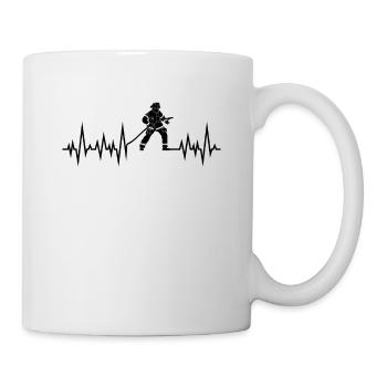 Feuerwehrmann Herzschlag Feuerwehr Firefighter - Tasse - Weiß - Rechts