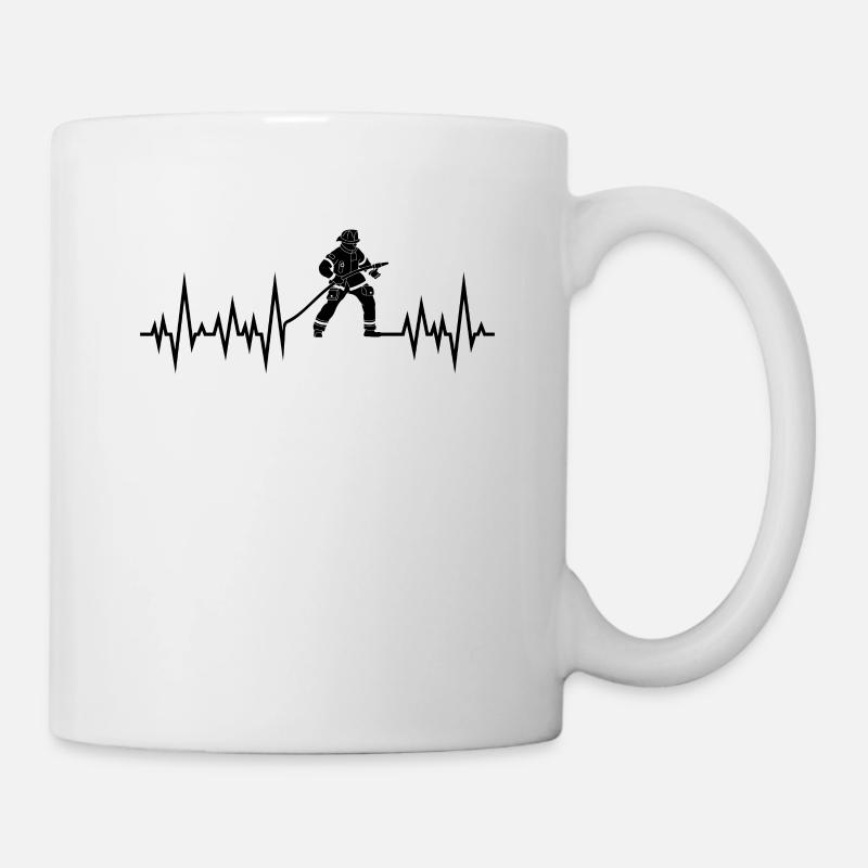Pompier battement de coeur pompier pompier - Mug blanc - blanc