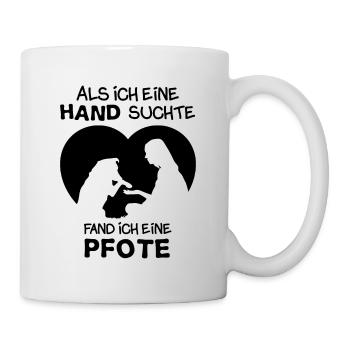 Suchte Hand fand Pfote Hundeliebhaber Hunde Gassi - Tasse - Weiß - Rechts