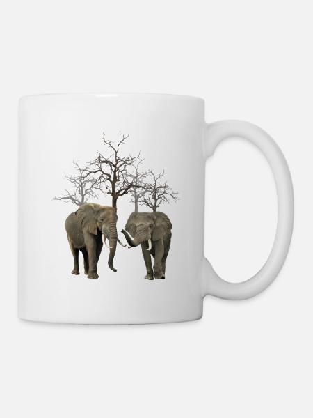 Elefanten und Bäume - Safari in Kenia / Afrika - Tasse - Weiß