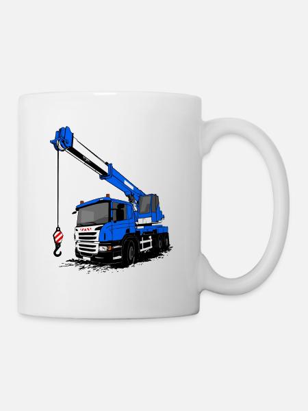 Voiture grue - grue - camion grue - camion grue - Mug blanc - blanc