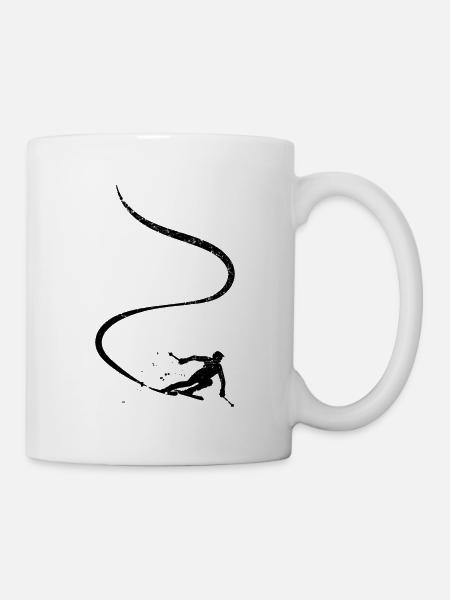 Skifahrer Abfahrt Berge Ski Sport Skier Skifahren - Tasse - Weiß