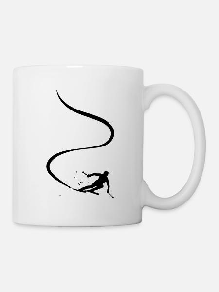Skifahrer Abfahrt Berge Ski Sport Skier Skifahren - Tasse - Weiß