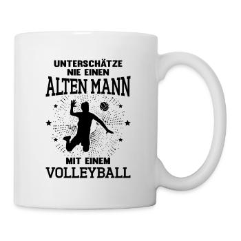 Alter Mann mit einem Volleyball Trainer Volleyball - Tasse - Weiß - Rechts