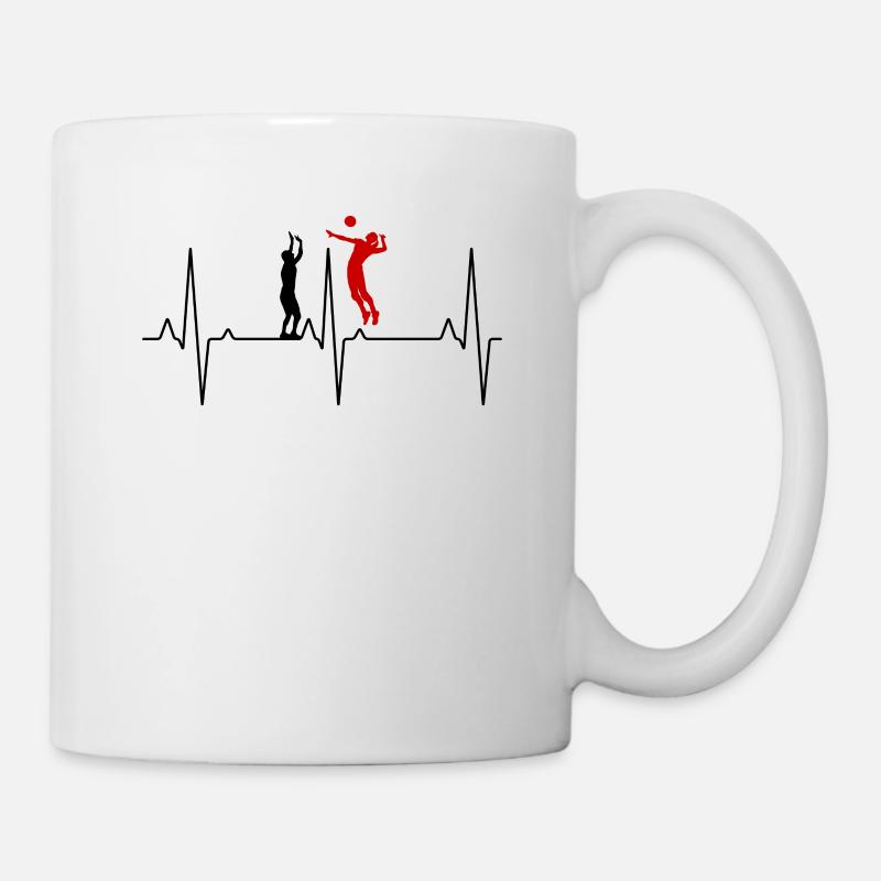 Volley- battement de coeur volley- joueur de volley- - Mug blanc - blanc