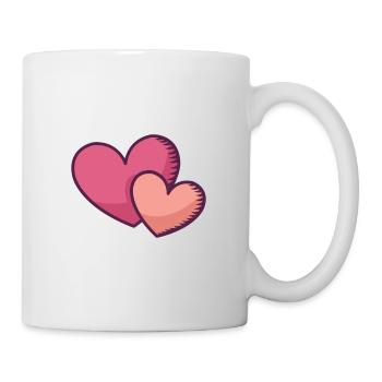 Zwei rosa Herzen - Tasse - Weiß - Rechts