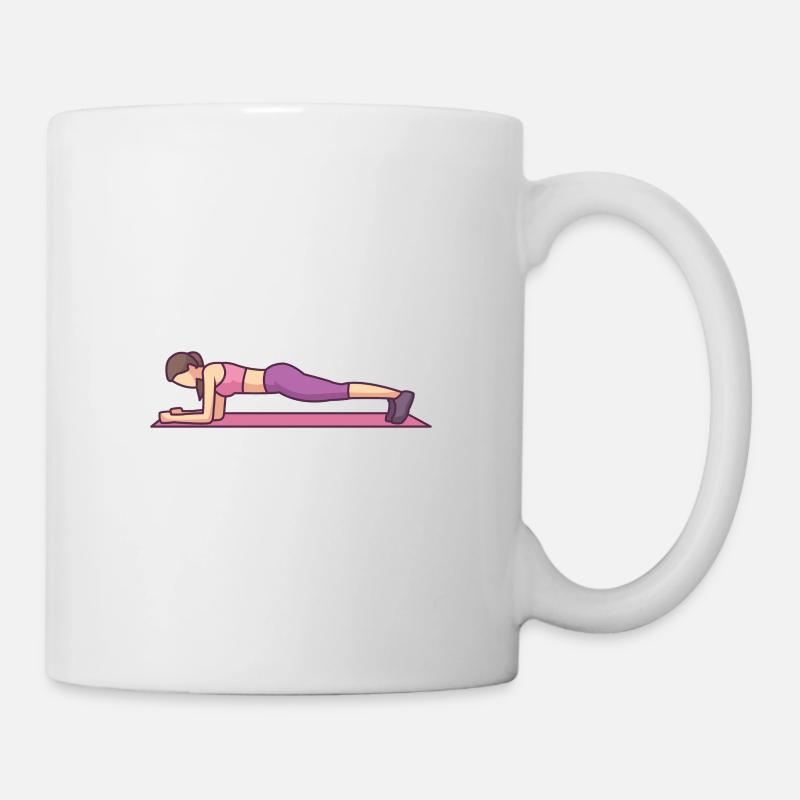 Young Woman Doing Plank Workout - Mug - white