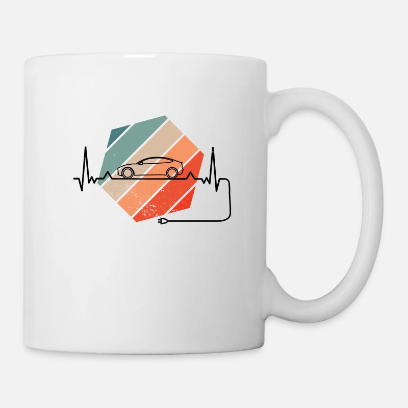 battement de coeur rétro pour voiture électrique - Mug blanc - blanc