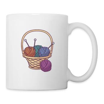 Basket with balls of yarn and needles - Mug - white - Right