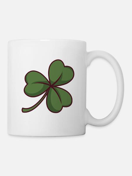 Trèfle vert à trois feuilles - Mug blanc - blanc