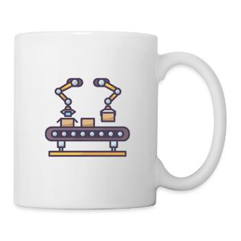 Förderband mit verpackten Boxen - Tasse - Weiß - Rechts
