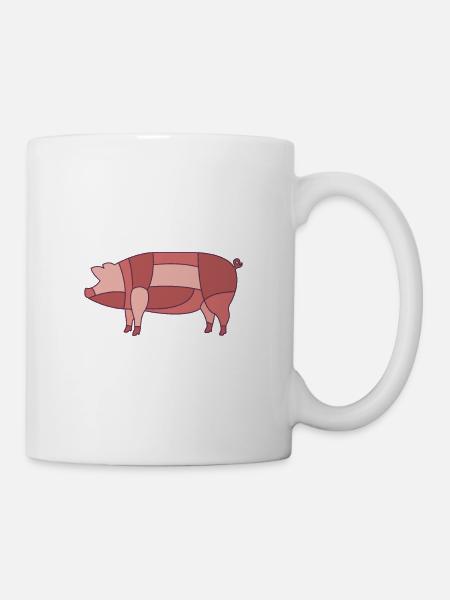 Schweinefleisch schneiden - Tasse - Weiß