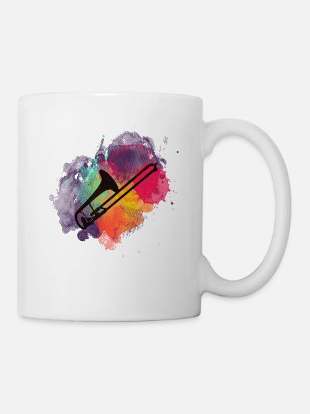 Musique de soufflage de Trombone - design élégant pour les musiciens - Mug blanc - blanc