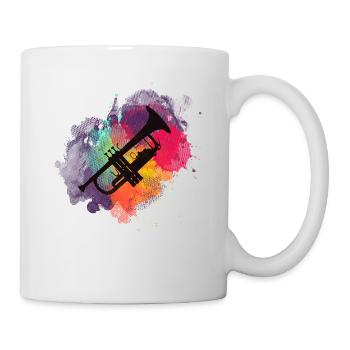 Trumpet colorful - stylish design for musicians - Mug - white - Right