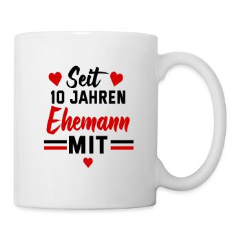 Hochzeit Seit 10 Jahren Ehemann mit Herz Jahrestag - Tasse - Weiß - Rechts