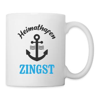 Ostsee Heimathafen Zingst Anker Urlaub Strand Meer - Tasse - Weiß - Rechts