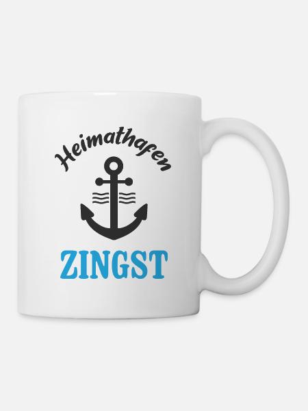 Ostsee Heimathafen Zingst Anker Urlaub Strand Meer - Tasse - Weiß
