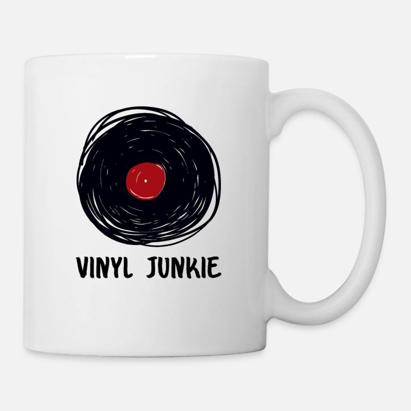 Vinyl Junkie Schallplatte Plattenspieler - Tasse - Weiß